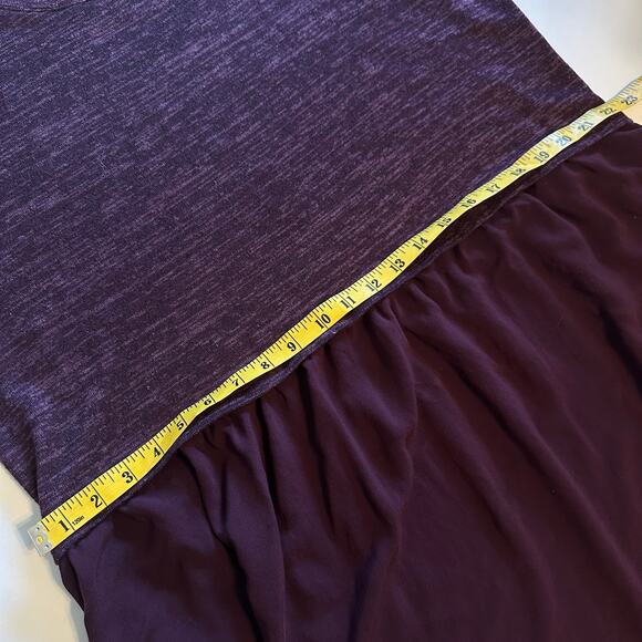 LOGO by Lori Goldstein Drop Waist Dress Womens Large Plum Space Dye Mixed Media - Picture 7 of 7